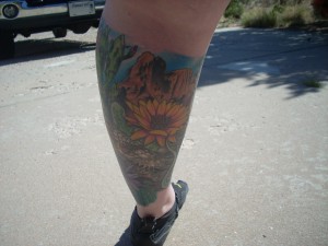 Sky, cactus, flowers, skull